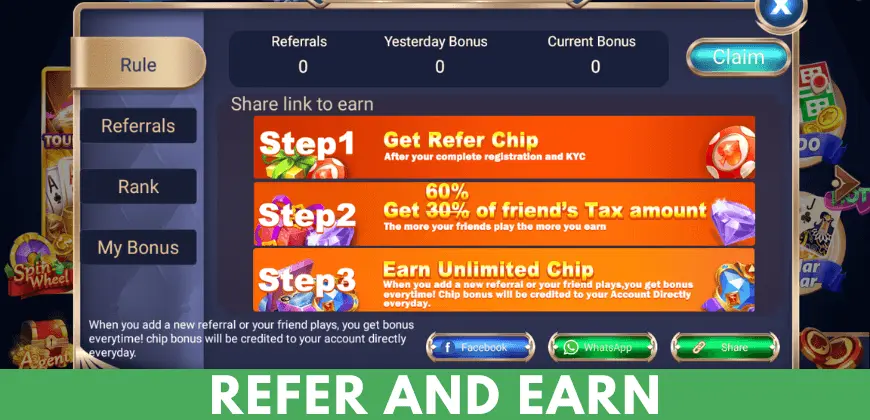 showing refer and earn page